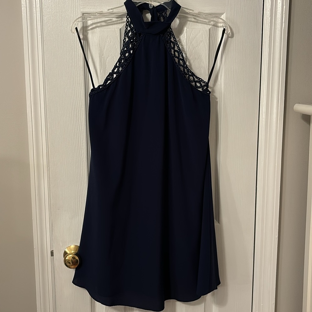 Lulus Navy Blue Lace Halter Dress
